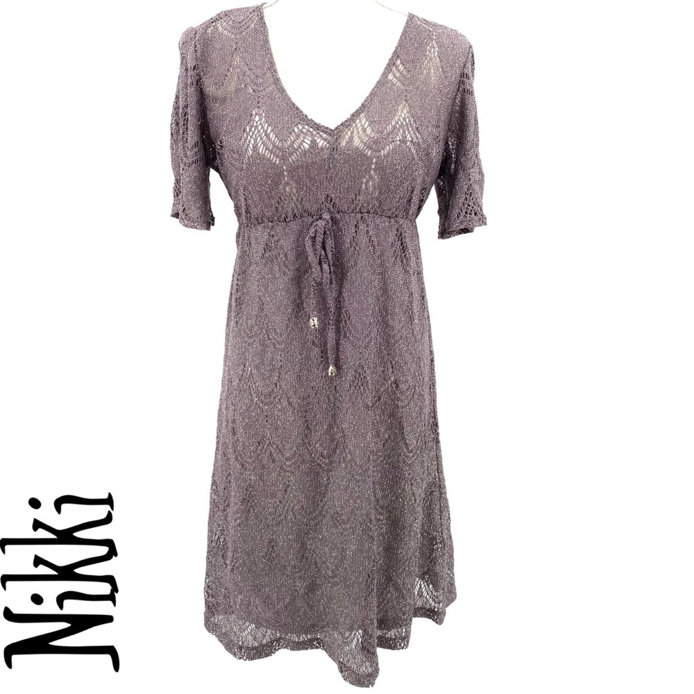 Nikki Poulos mauve sliver threads dress
